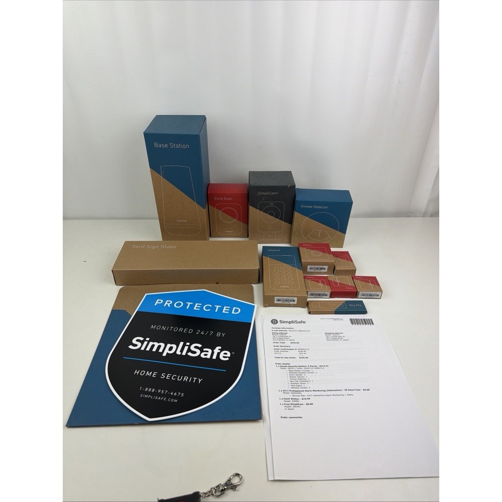 SimpliSafe Home Security System Lot w/ SimpliCam Base Keypad Sensors New NIB
